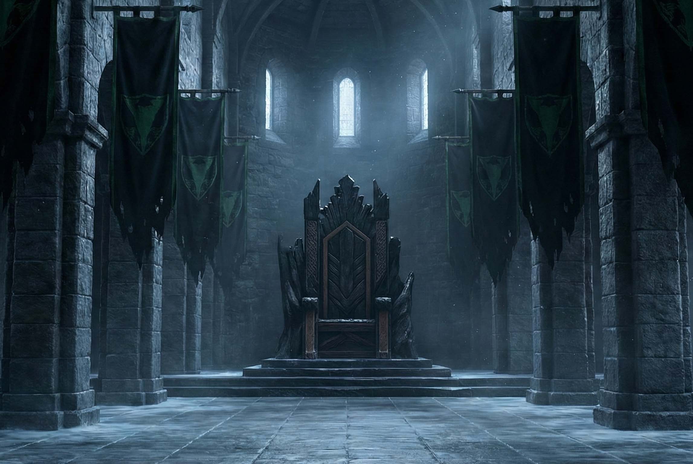 The dark stone throne room of Arcos